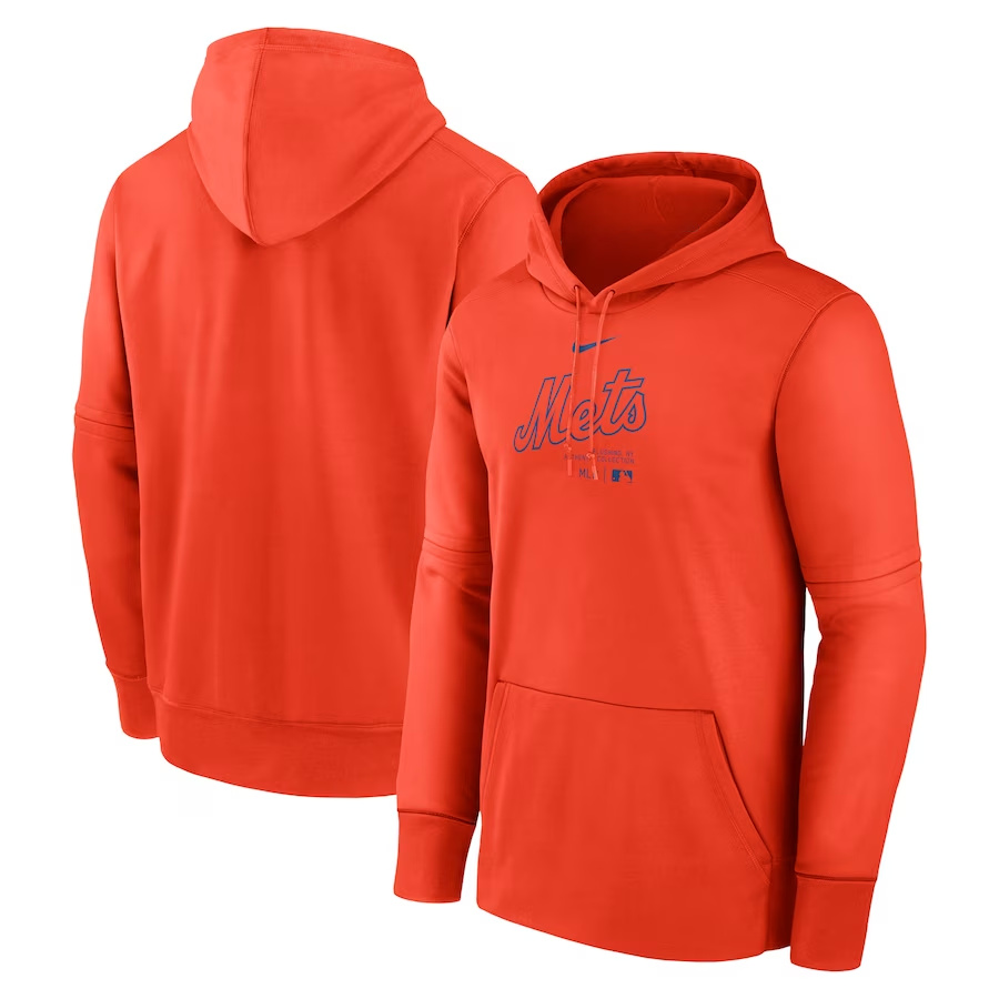 Men's New York Mets Orange Collection Practice Performance Pullover Hoodie